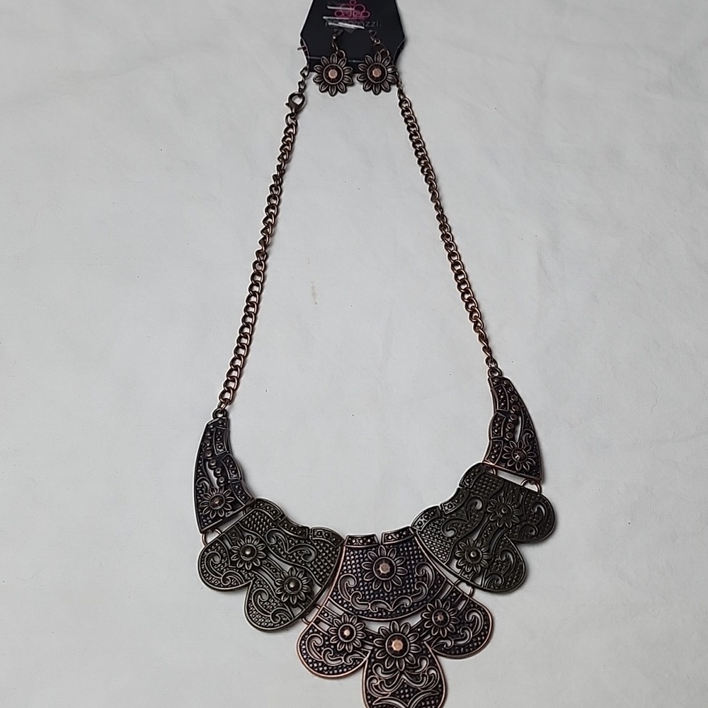 Paparazzi Mess With The Bull Necklace Earring Set - Picture 2 of 5